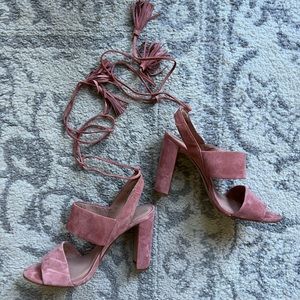 Madewell dusty rose tassel heels